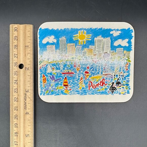 Vintage Coasters Ken Done 1980s Set Of 6 Australia City Cork Back Original Box - Picture 9 of 10